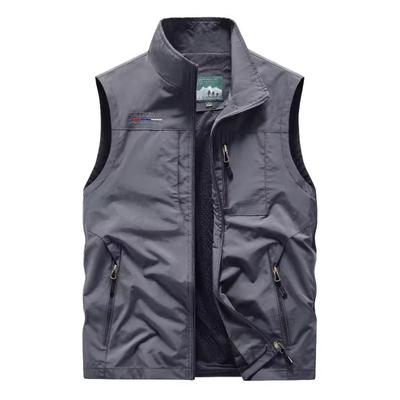 Vest Men's Spring and Autumn Multi-pocket Outdoor Quick-drying Mid-casual Sportswear Vest Loose Solid Color Jacket