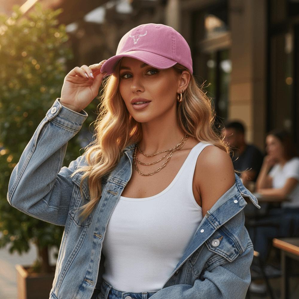 Hip Hop Bull Skull Print Baseball Cap Washed Cotton Streetwear Hats For Man Women Unisex
