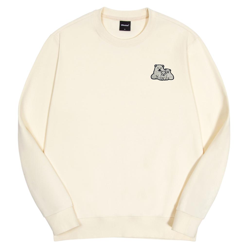 OKSTAR Polar Bear Family Embroidered Double-Sided Sweatshirt