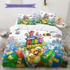 Super Mario Themed 3PCS Duvet Cover Set Soft Microfiber Bedding Kit for Kids Boys Bedroom Cartoon Game Bed Set Home Decor