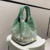 Rhinestone-Filled Bag Women'S Diamond-Studded Dinner Bucket Bag Rhinestone-Studded Chain Bag Shiny Hand-Held Crossbody Bag