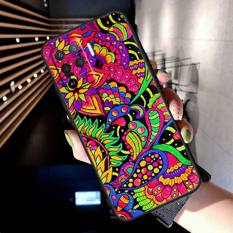 70s hippie  Psychedelic floral flowers Case For Oppo A38 A18 A78 A98 A58 A60 A80 A96 A76 A16 A94 A74 A54 A15 A17 A57 A77 A5 Pro