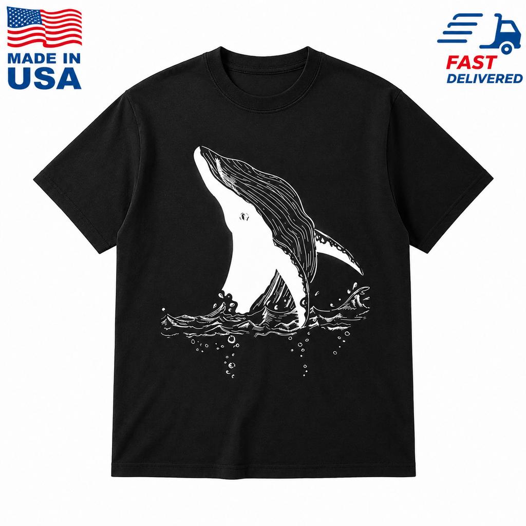 Whale Ink Drawing Shirt Ocean Animal Tee Marine Life Graphic Shirt Gift