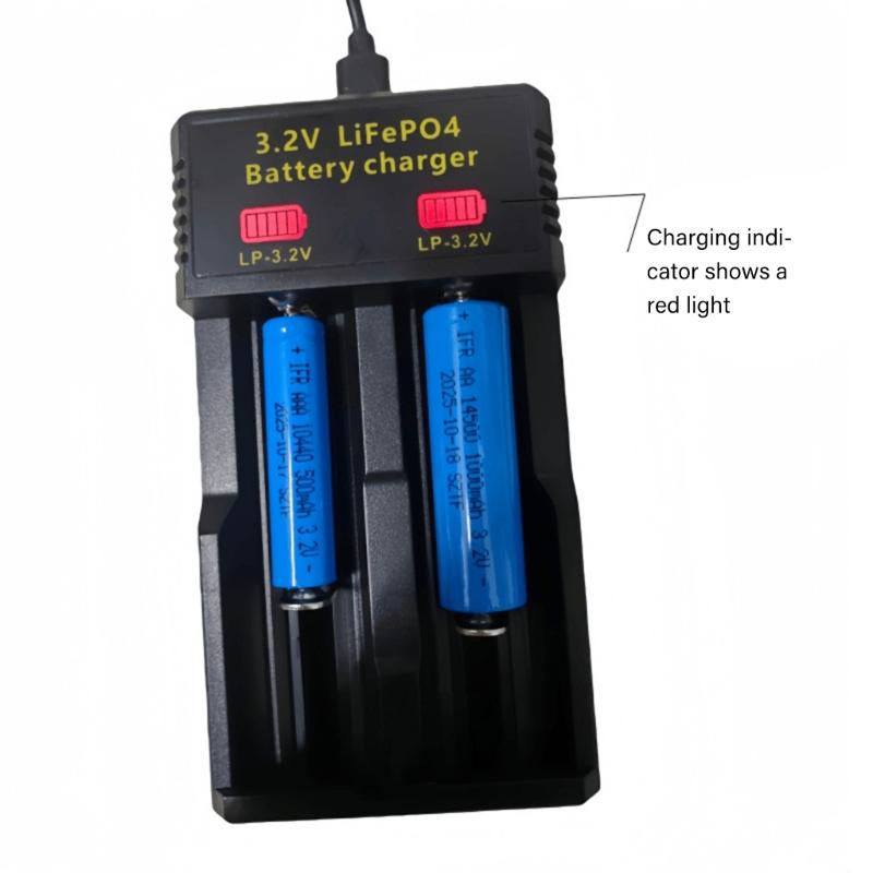 Multi Compatible USB Charger For 3.2V LiFePO4 Batteries 10440 14430 14500 18650 26500 Models