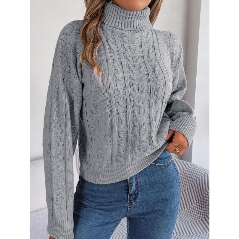 

Женский осенне-зимний повседневный свитер-водолазка с длинным рукавом L серый