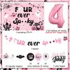 Halloween 4th Birthday Party Decoration for Girl Four Ever Spooky Birthday Backdrop Pink Four Ever Spooky Cake Cupcake Toppers Banner Number 4 Foil