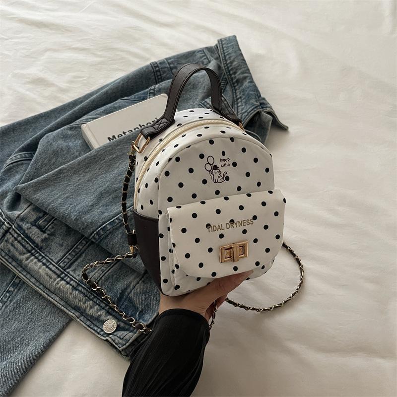 

Polka dot mini backpack new large-capacity student fashion simple personality travel multi-purpose small backpack