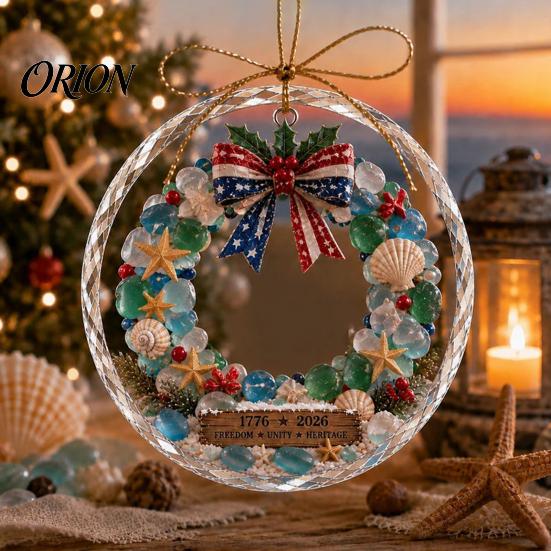Seasonal Festive Decorations Ocean Themed Christmas Ornaments, Lighthouse/Wreath/Santa Claus/Xmas Tree/Snowman/Deer Hanging Wall Decor Decor, Acrylic