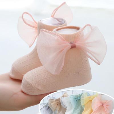 Korean Style Lace Bow Princess Socks for Babies - Cotton Lace Socks for Girls' Photoshoots