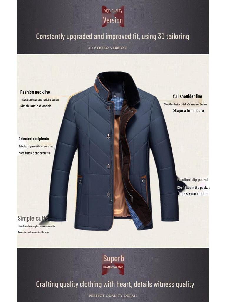 2026 Winter Warme Katoenen Jas: Opstaande Kraag, Verdikte Casual Jas voor Middelbare Leeftijd en Ouderen