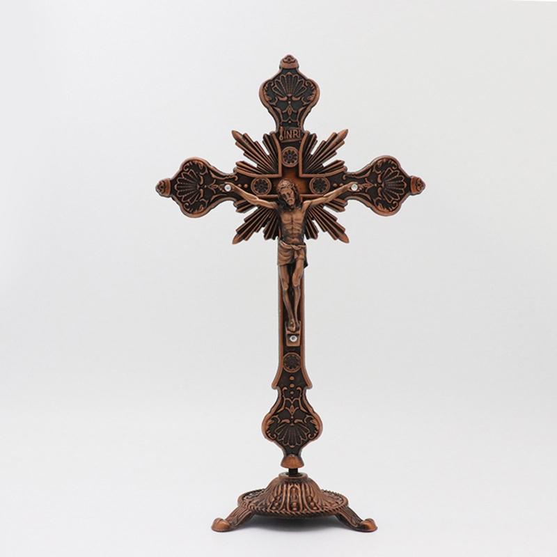 Luxurious Tabletop Crucifix Figurine Religious Gift Table Decors Decorative Standing Nice Appeal Statue