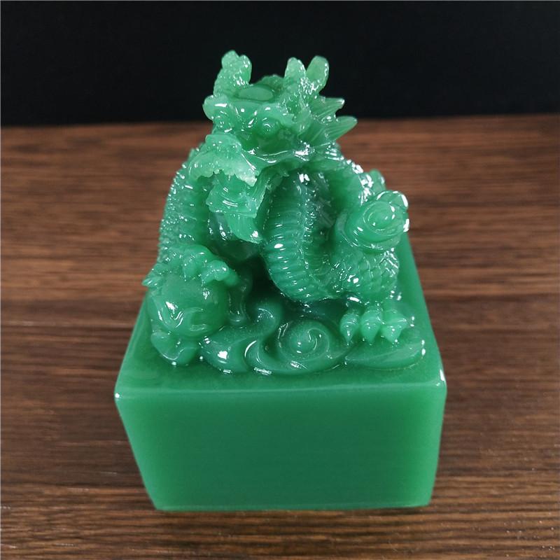 Chinese Dragon Statues Figurine Big Man-made Stone Imperial Jade Seal Crafts Year Zodiac Dragon Sculpture Home Decoration
