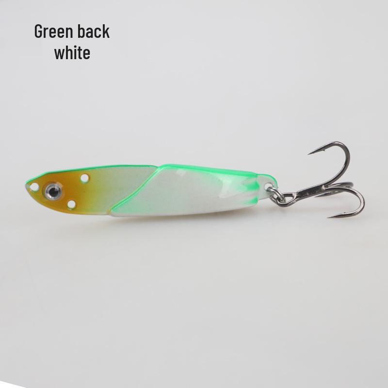 Zinc Alloy Long Cast Iron Plate Lure with Reinforced Treble Hook for Bass, Mandarin Fish, and Perch