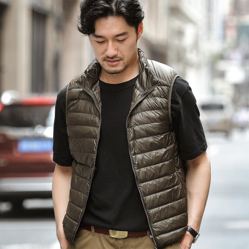 2023 Men's Stand-Up Collar Vest: Autumn & Winter Lightweight Waistcoat, Youth Large Size