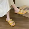 Flat-bottomed Fashion Outer Wear Belt Buckle Cool Slippers Women's New Summer Outer Wear Yellow Beach One-word Slippers