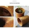 Round Rattan Woven Basket for Flowers and Storage