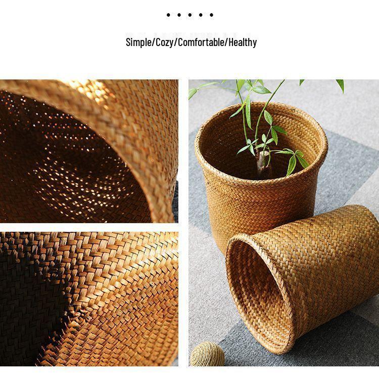 Round Rattan Woven Basket for Flowers and Storage