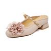 New Bag Head Word with Flower Bag Head Sandals Women's Summer Outer Wear Temperament Thick Heel Cool Slippers