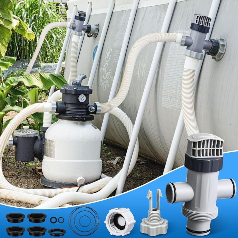 Split Hose Valves Set for Above Ground Pool Pumps Drain Cap Replacement Rings Plastic Construction Leak Prevention
