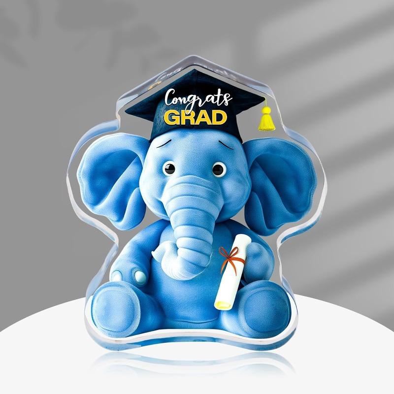 Personalized Acrylic Graduation Elephant Ornament, Unique Graduation Gift, Exquisite Graduation Desktop Center Decoration