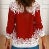GMXIA Women's Fashion Casual Christmas Print Autumn and Winter Shoulder Print Loose Long Sleeve Round Neck T-shirts and Tops