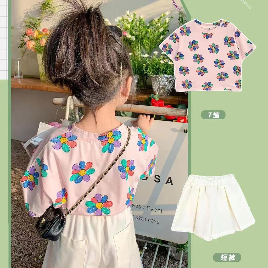 Girls Korean Short Sleeve T Shirt Summer Baby Casual Cotton Top for Toddlers