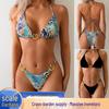 European & American Women's Printed Bikini Split Swimsuit - Sexy Hot Spring Style