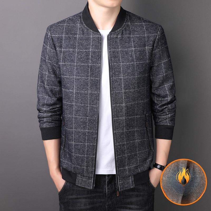 

Весенне-осенняя мужская куртка, модный тренд, повседневная шерстяная куртка в клетку, флисовая утолщенная верхняя куртка 6XL серый