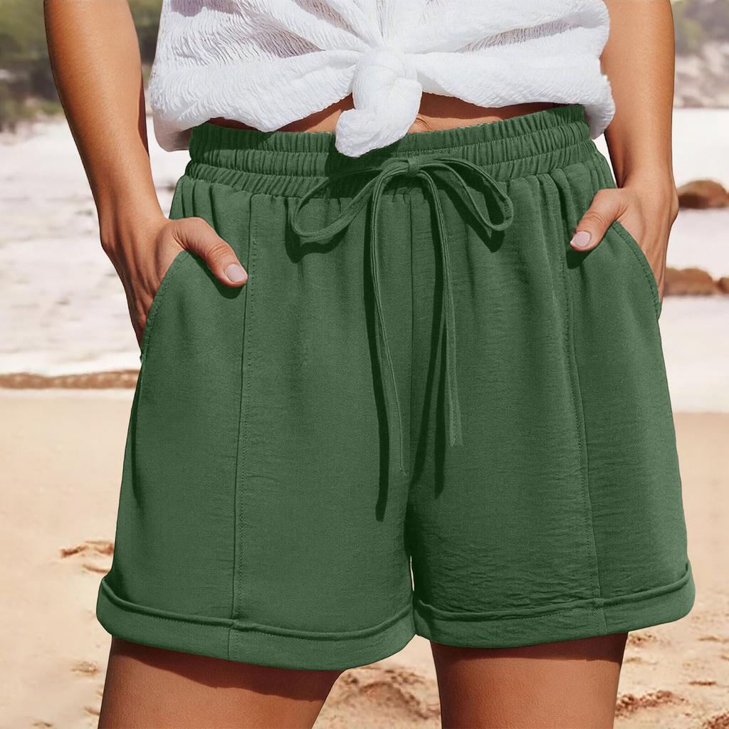 Women’s Drawstring Elastic Waist Casual Shorts with Pockets Relaxed Fit Lightweight Soft Fabric Summer Lounge Bottoms