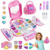 Kids Washable Makeup Set for Little Girls, Fairy Handbag Pretend Play Cosmetic Kit with Mirror Non-Toxic Real Makeup Toys Birthday Gifts