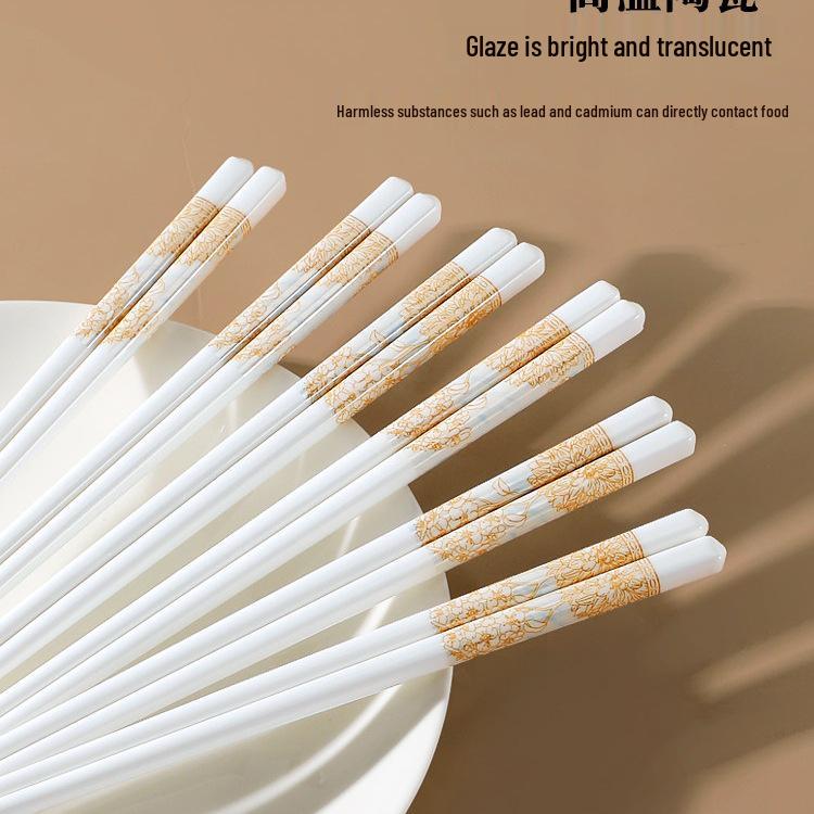 2025 Non-Slip Ceramic Chopsticks & Rice Spoon Set: Stylish, Light, High Temp Resistant Porcelain for Home