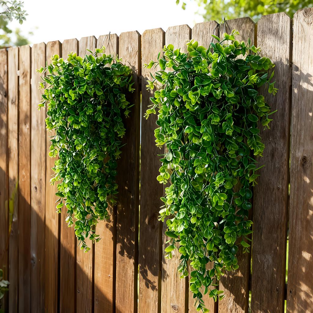 2pcs UV-Resistant Realistic Artificial Ivy Hanging Green Ferns Lifelike Decorative Leaves for Indoor Outdoor Wall Art Porch