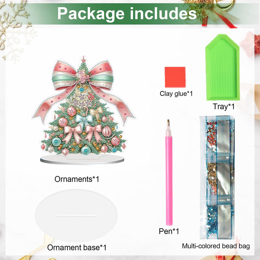 2D/Flat Christmas Tree DIY Diamond Painting Tabletop Ornaments Kit Diamond Painting Desktop Decorations Bedroom Table Decoration
