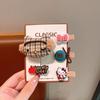 Cute Cartoon Plaid Kt Cat Children'S Hairpin Autumn And Winter Milk Coffee Girl Forehead Bangs Clip Baby Hairpin Clip