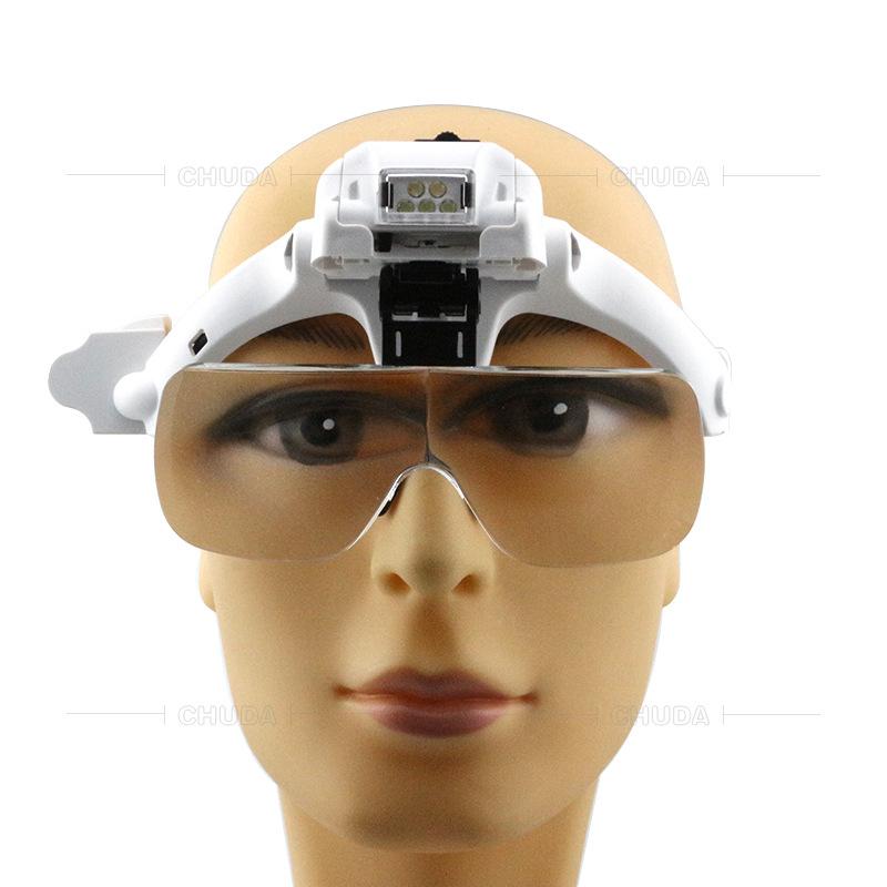 1.2X 1.8X 2.5X 3.5X 4.5X Double Eye Led Lamp Magnifier Spectacles Glasses Magnifier Loupe Watch Jewellery Measurement Glasses