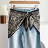 Foulard en soie satinée Style ethnique Extension de chemise Accessoire de taille mode pour jean Taille de jean