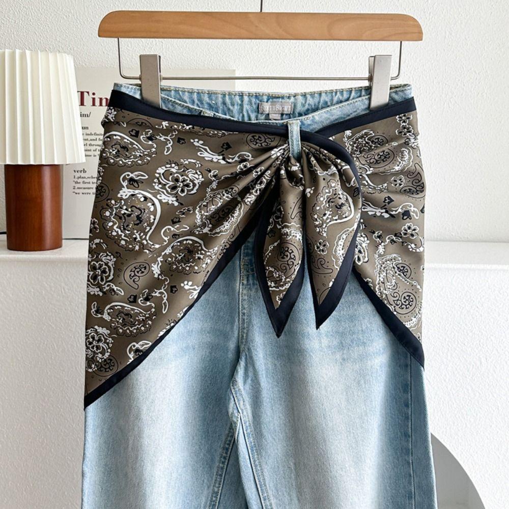 Foulard en soie satinée Style ethnique Extension de chemise Accessoire de taille mode pour jean Taille de jean