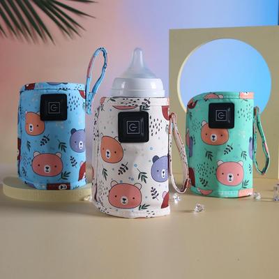USB Heated Baby Bottle Insulated Sleeve - Portable Car Milk Warmer with Little Bear Design
