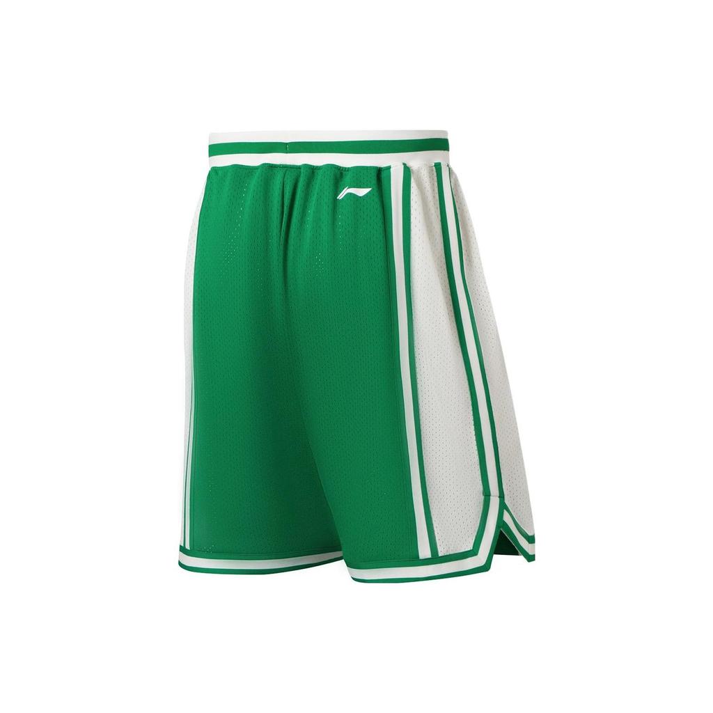 Li Ning Sports Basketball Series SS22 Color Block Letter Print Logo Basketball Shorts Men Shorts Green AAPS267-2