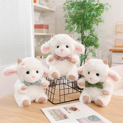 23Cm Cute Baby Sheep Plush Toys Soft Fluffy Cartoon Bow Tie Little Doll Gentle Beautiful Kids Companion Nice Gift