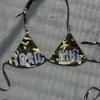 Cross Border Europe and America 2026 Summer New Camouflage Spicy Girl Hanging Neck Letter Printed Iron Circle Fashion Bikini Set