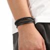 Men' Leather Bracelet Titanium Braided As A Gift THICK Fashionable