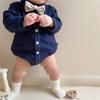 SLINX Romper Long Sleeve Denim Shirt with Bow Formal Baby Clothes for Girls and Baby Shower KW04 Boys' Coverall, Tie, Boys, Gift, Children's Gift,