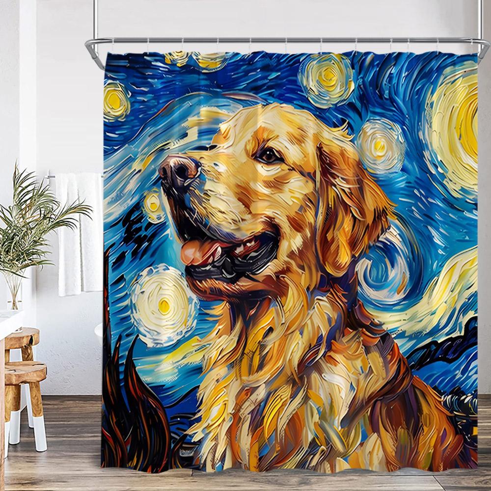 

Funny Animals Shower Curtain Cat Riding Shark Corgi Dog Cartoon Children Bathroom Curtain Kids Polyester Bath Decor with Hooks 90x180cm-35x70in