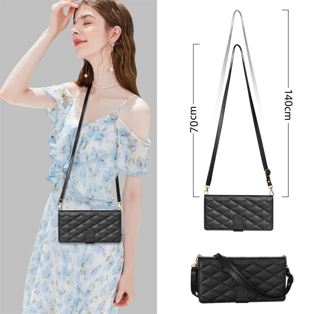 Wrist Strap Crossbody Phone Case for IPhone 16 15 14 11 13 12 Mini X XR XS Pro Max 8 Plus Wallet with Card Holder Leather Cover