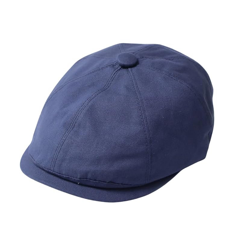 

[RUNQIU] men s ladies cotton painters octagon newsboy hat tweed cap herringbone cabbie flat cap hunting hat (M, blue)