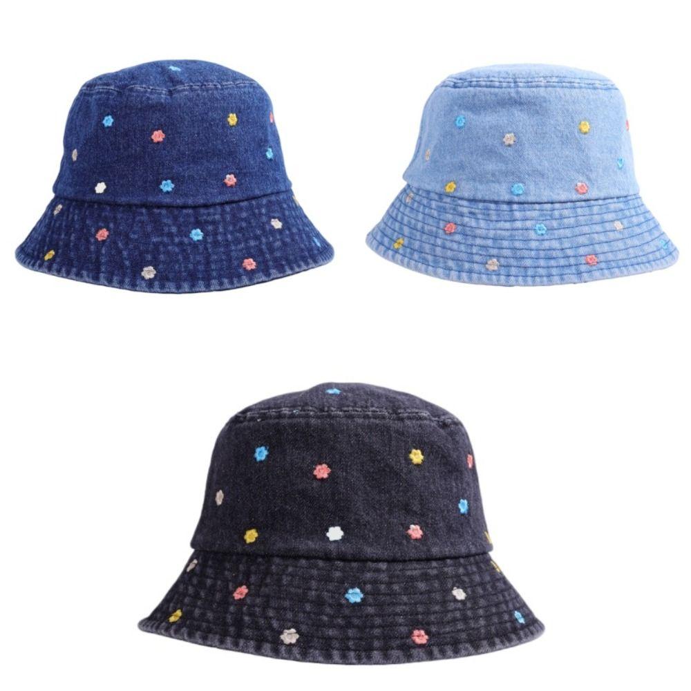 Retro Fisherman's Hat Windproof Sun Cap New Flower Embroidery Cowboy Hat Autumn