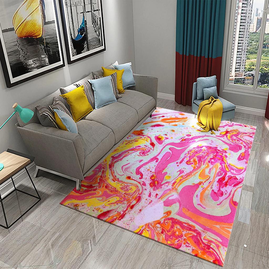 Colorful Marbling Carpet for Bedroom Bathroom Living Room Entryway Rug Non-Slip Rug Floor Carpet Kitchen Entry Rug Home Decor