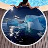 Antarctic Iceberg Round Beach Towel with Tassels, Absorbent Quick Dry Circle Pool Towel Roundie Yoga Meditation Mat Picnic Rug