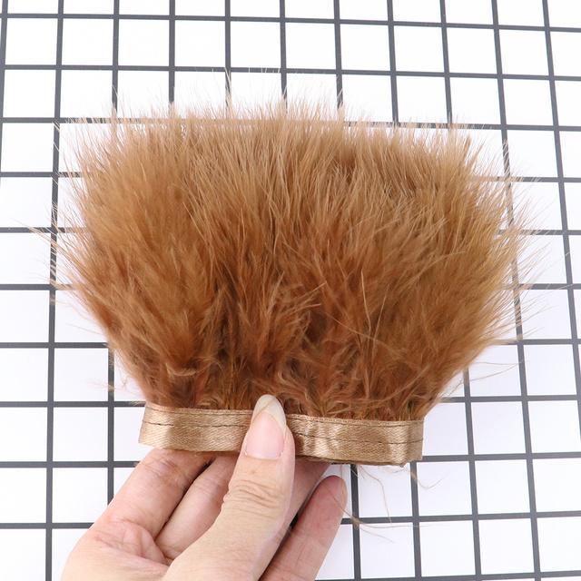 Feather8-10cm Fluffy Turkey Feather Trim On Ribbon – 1-10m Natural Feathers Fringe for Sewing, DIY Crafts, Wedding & Clothing Decor